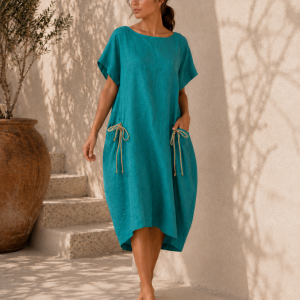 La Higuera de Grazalema | Vestido Lino Cuerdas Verde